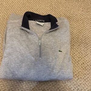Lacoste Men's Light Gray Zip-Up Sweater
